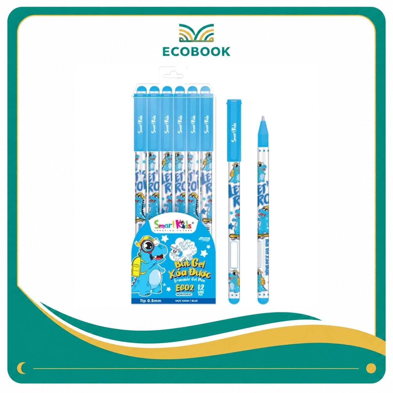 Bút xóa được (0.5 mm) Dino/EG02 (12 cây/hộp) mực xanh dương